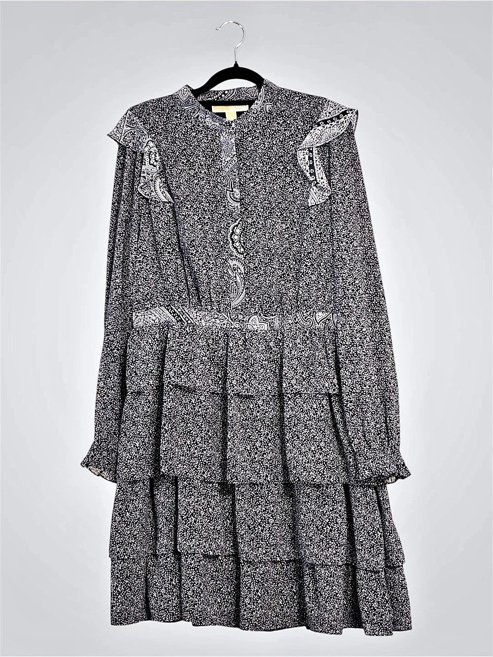 Michael Kors Navy & White Ruffle Midi Dress Sz.6